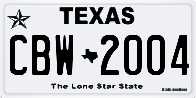 TX license plate CBW2004