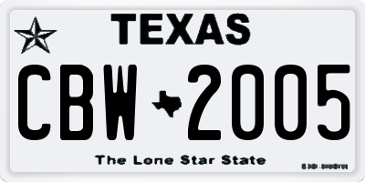 TX license plate CBW2005