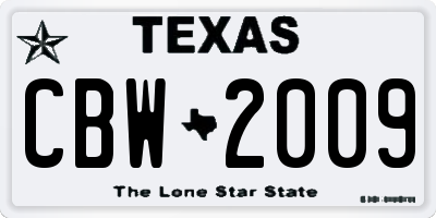 TX license plate CBW2009