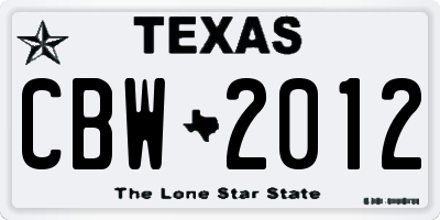 TX license plate CBW2012