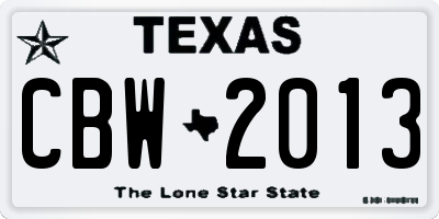 TX license plate CBW2013