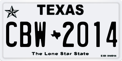 TX license plate CBW2014