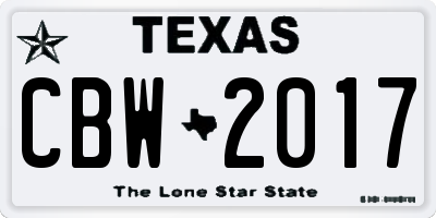 TX license plate CBW2017