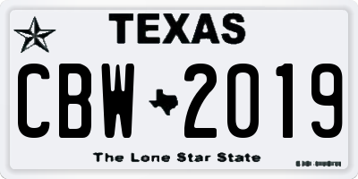 TX license plate CBW2019
