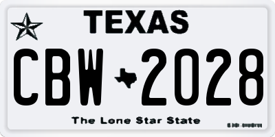 TX license plate CBW2028