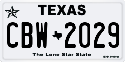 TX license plate CBW2029