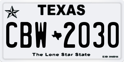 TX license plate CBW2030