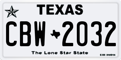 TX license plate CBW2032