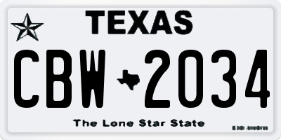 TX license plate CBW2034