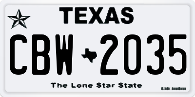 TX license plate CBW2035