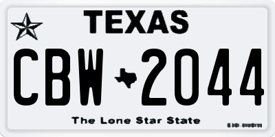 TX license plate CBW2044