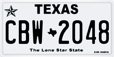 TX license plate CBW2048