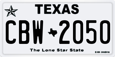 TX license plate CBW2050
