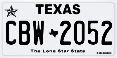 TX license plate CBW2052