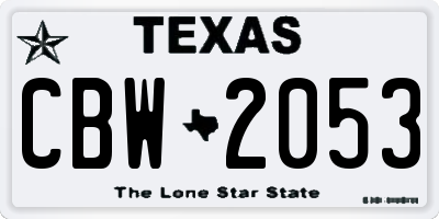 TX license plate CBW2053