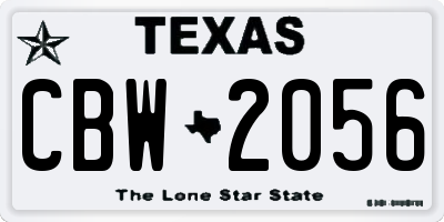 TX license plate CBW2056