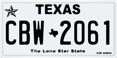 TX license plate CBW2061