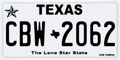 TX license plate CBW2062