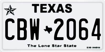 TX license plate CBW2064
