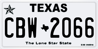 TX license plate CBW2066