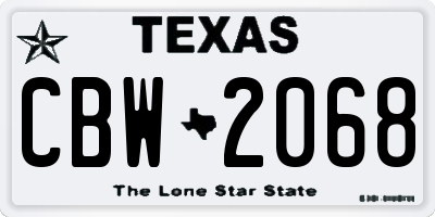 TX license plate CBW2068