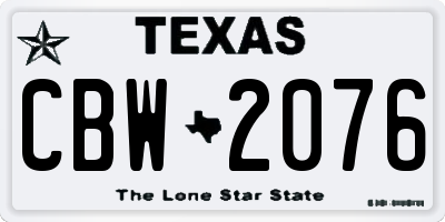 TX license plate CBW2076