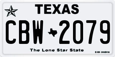 TX license plate CBW2079