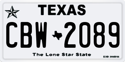 TX license plate CBW2089