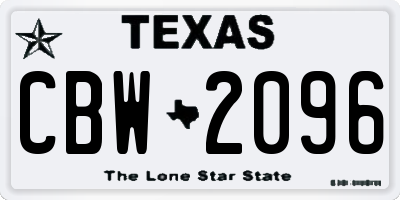 TX license plate CBW2096