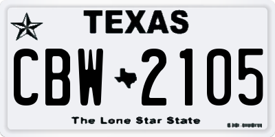 TX license plate CBW2105
