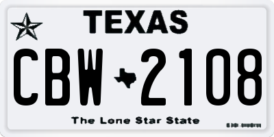 TX license plate CBW2108