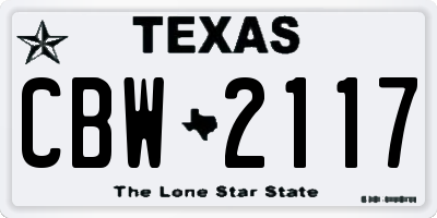TX license plate CBW2117