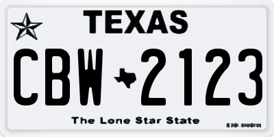 TX license plate CBW2123
