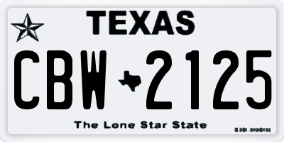 TX license plate CBW2125