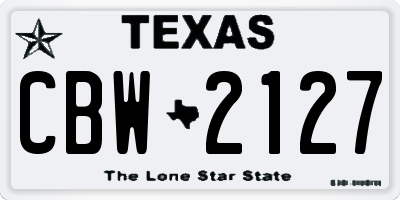 TX license plate CBW2127