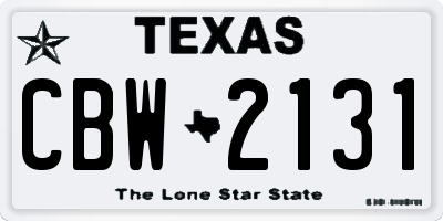 TX license plate CBW2131
