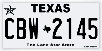 TX license plate CBW2145