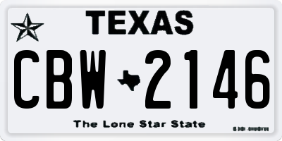 TX license plate CBW2146