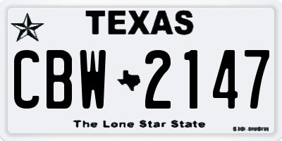 TX license plate CBW2147