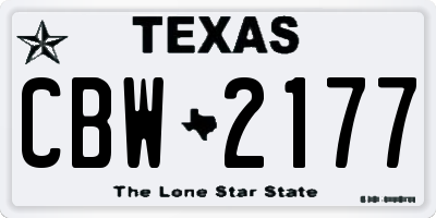 TX license plate CBW2177