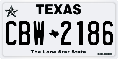 TX license plate CBW2186