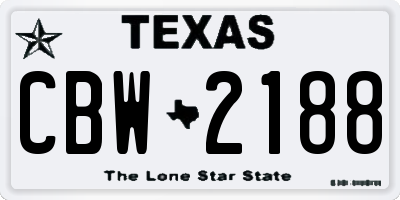 TX license plate CBW2188