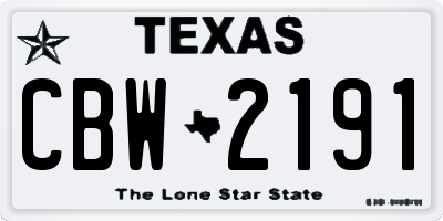 TX license plate CBW2191