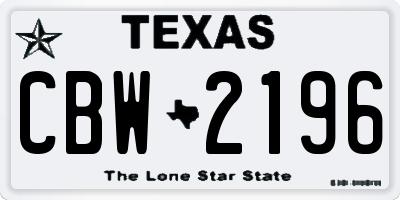 TX license plate CBW2196