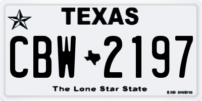 TX license plate CBW2197