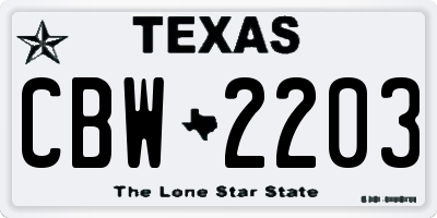 TX license plate CBW2203