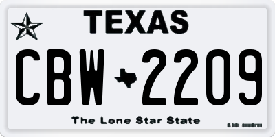 TX license plate CBW2209