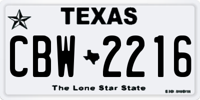 TX license plate CBW2216