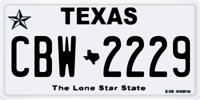 TX license plate CBW2229