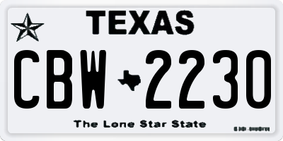 TX license plate CBW2230